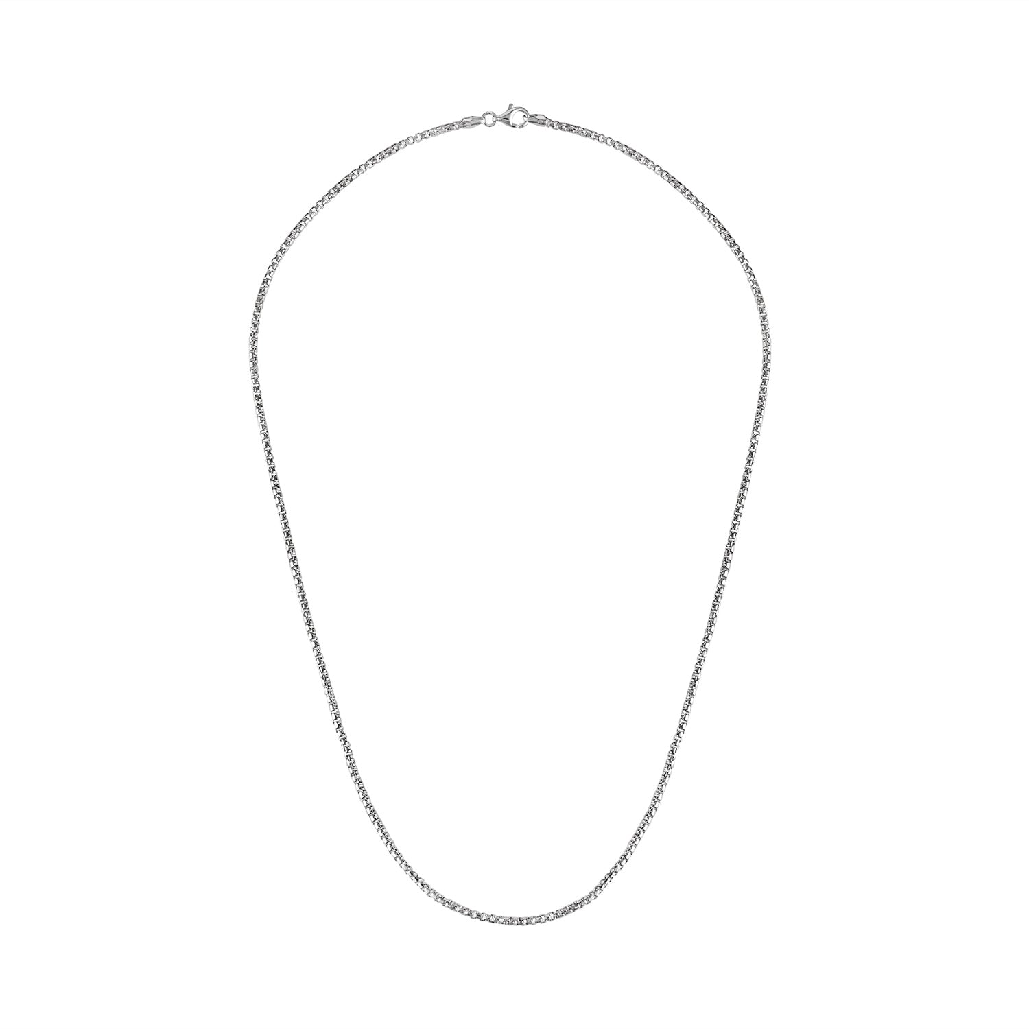 Sterling Silver Box Chain Necklace – Timeless Elegance, 20 Inch