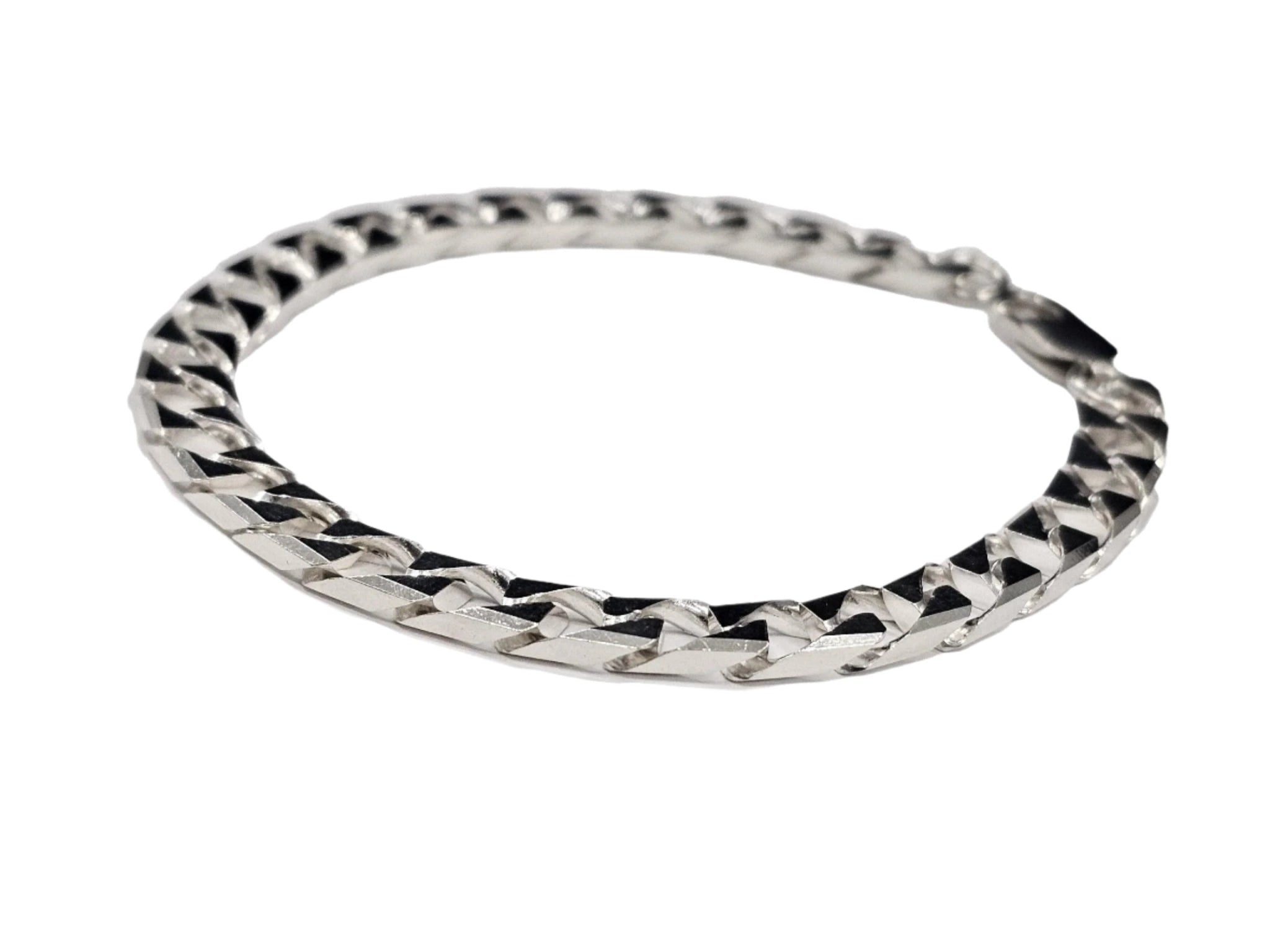 Men's 925 Silver Curb Link Bracelet, 8 - Inch High Polish - Golvem